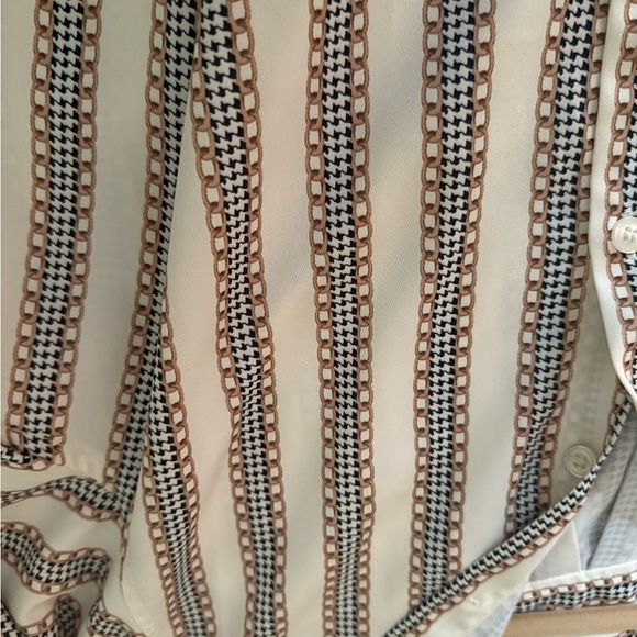 Cream Blouse with Gold Chain Link/Black Hounds Stripes - Size M - Picture 5 of 5
